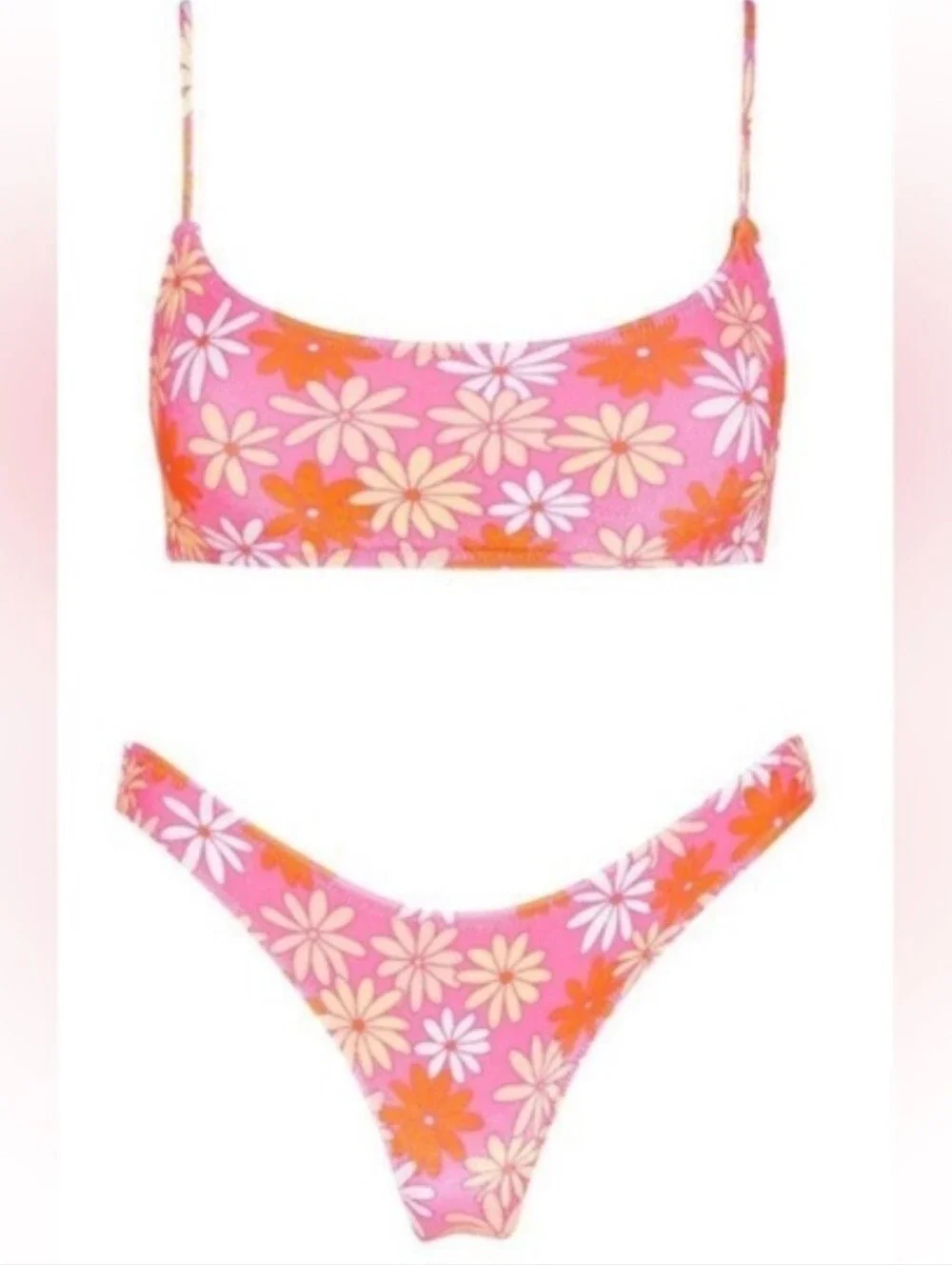 Triangl Swimwear- Bikini Set- Mica,Pink and Orange Floral Bikini, Size Small